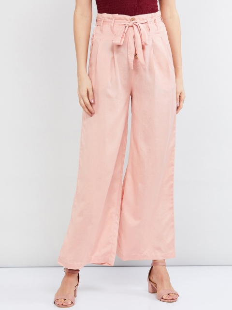

max Women Pink Solid Wide Leg Palazzos