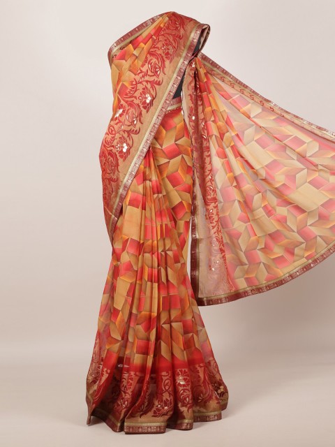

Pothys Multicoloured Printed Poly Georgette Saree, Multi