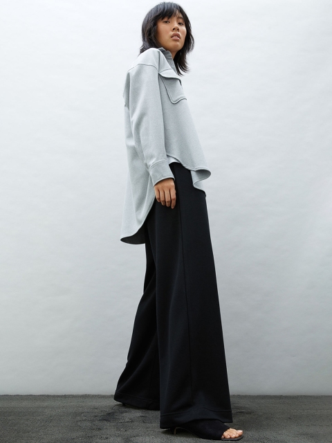 

H&M Women Black Straight Jersey Trousers