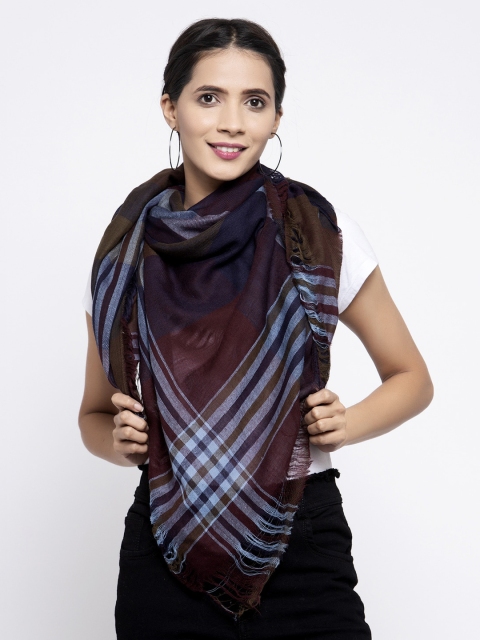 

Calvadoss Women Blue & Brown Printed Square Fit Muffler