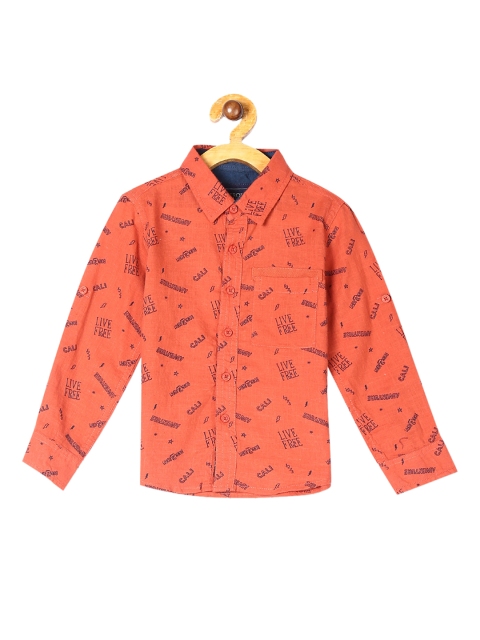 

Cherokee Boys Rust Regular Fit Printed Casual Shirt
