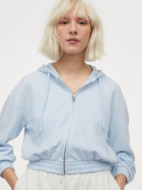 

H&M Blue Cropped Zip-Through Hoodie