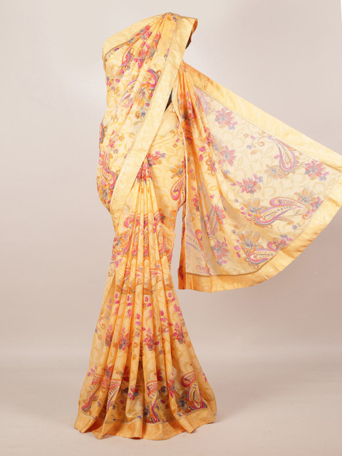 

Pothys Beige Printed Poly Georgette Saree