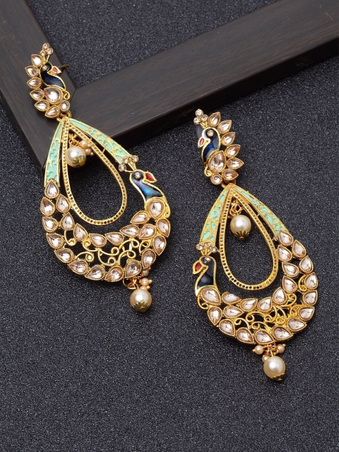 

Shining Diva Gold-Plated Contemporary Drop Earrings