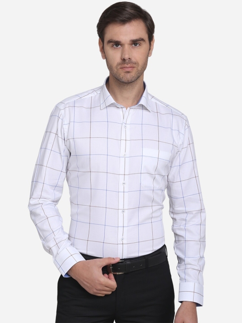 

JADE BLUE Men White & Blue Slim Fit Checked Formal Shirt