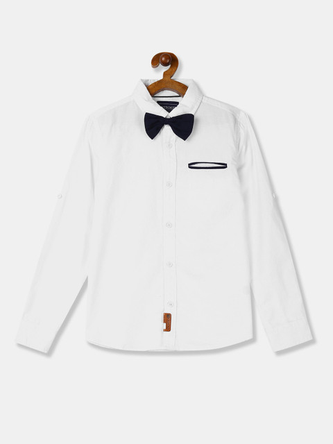 

Cherokee Boys White Regular Fit Solid Party Shirt With Bow Tie