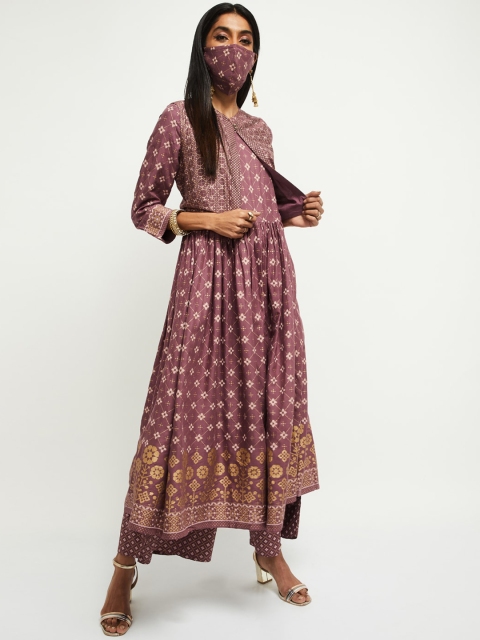 

max Women Mauve Printed Anarkali Kurta
