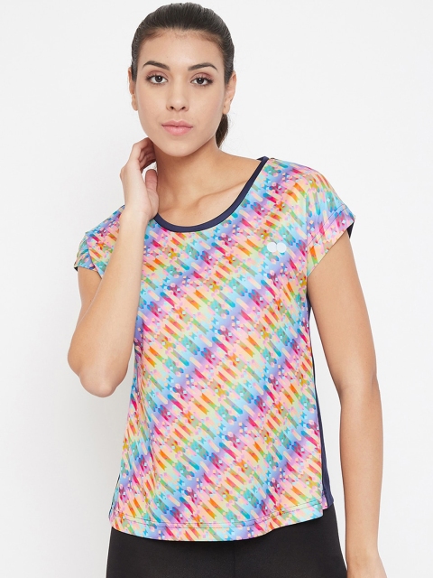 

Clovia Women Blue & Pink Printed Round Neck T-shirt