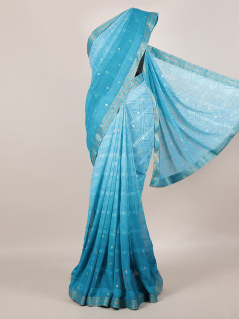 

Pothys Blue Woven Design Poly Georgette Saree