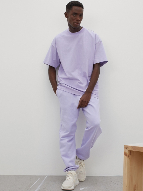 

H&M Men Purple Solid Cotton Joggers