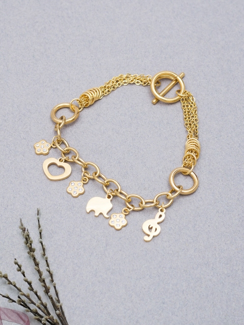 

Golden Peacock Women Gold-Toned Metal Charm Bracelet