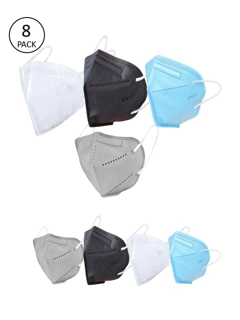 

OOMPH Unisex Pack Of 8 5-Ply Reusable Anti-Pollution KN95 Masks, Black