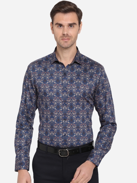 

JB STUDIO Men Blue Slim Fit Printed Casual Shirt