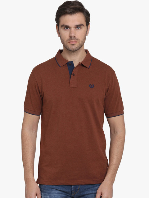 

Greenfibre Men Brown Solid Polo Collar T-shirt