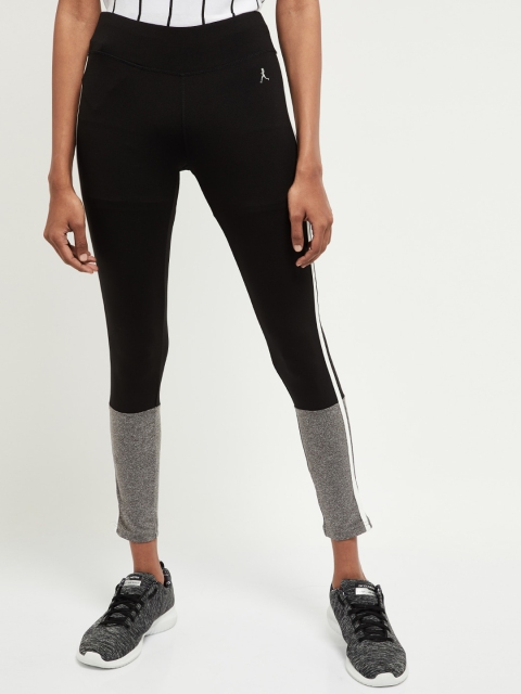 

Max Women Black And Grey Colourblocked Workout Tights