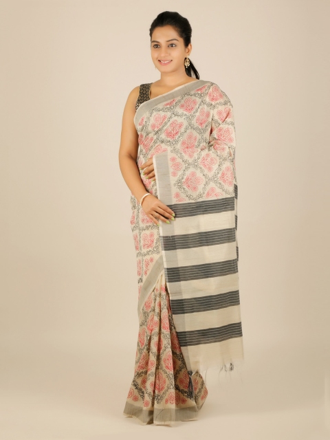 

Pothys Cream-Coloured Woven Design Jute Silk Saree