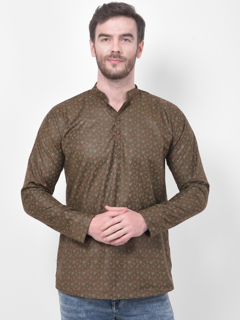 

SG LEMAN Men Brown Printed Straight Kurta