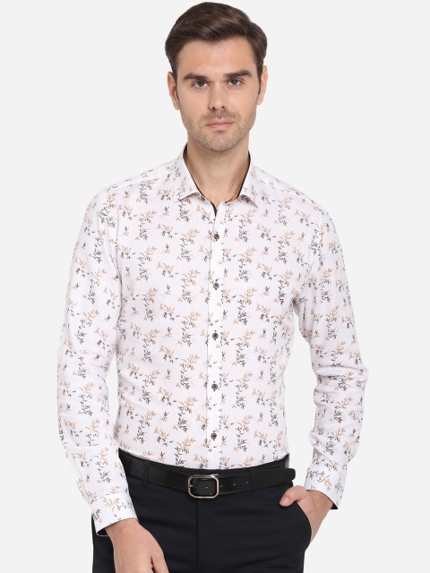 

JB STUDIO Men White Slim Fit Printed Casual Shirt