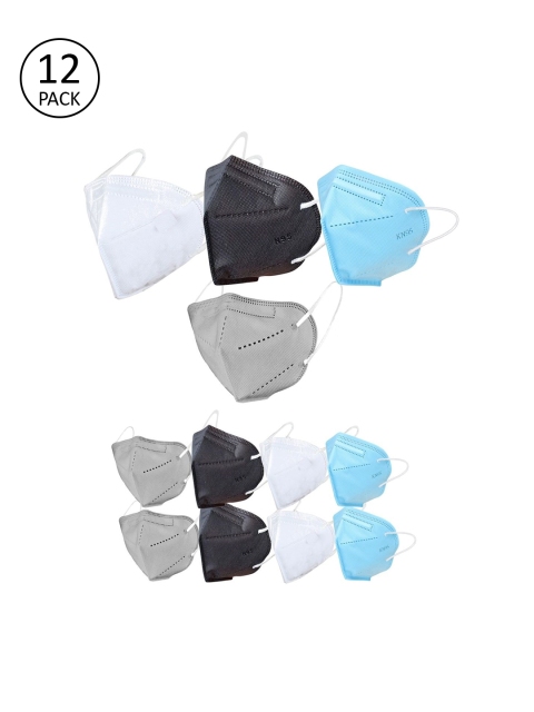 

OOMPH Unisex Pack Of 12 5-Ply Reusable Anti-Pollution KN95 Masks, Black