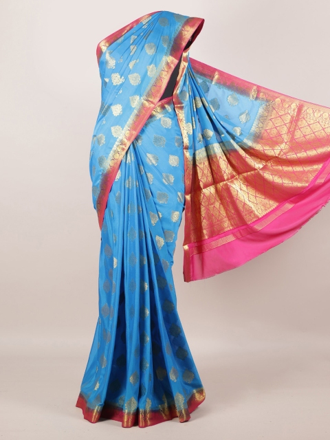 

Pothys Blue & Pink Poly Georgette Woven Design Saree