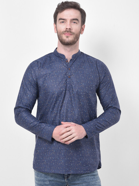

SG LEMAN Men Blue Woven Design Straight Kurta