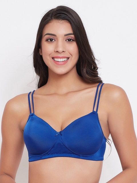 

Clovia Blue Solid Non-Wired Lightly Padded T-shirt Bra