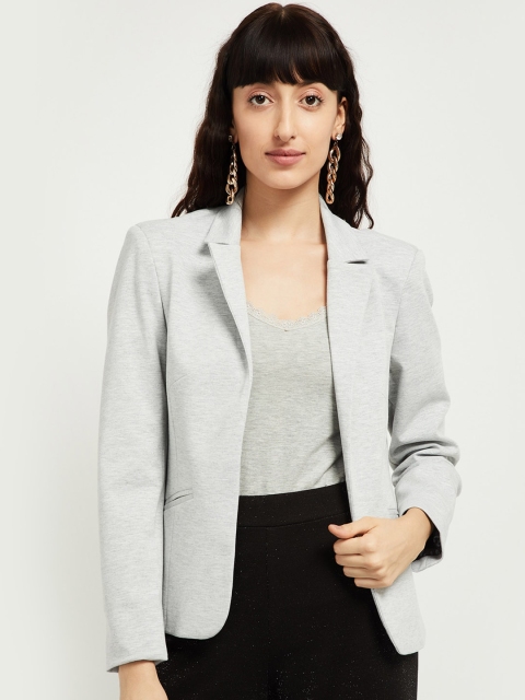 

max Women Grey Melange Solid Open Front Jacket
