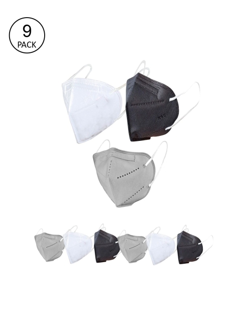 

OOMPH Unisex Pack Of 9 5-Ply Reusable Anti-Pollution KN95 Masks, Black