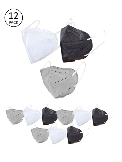 

OOMPH Unisex Pack of 12 Solid 5-Ply Reusable N95 or KN95 Masks, Black