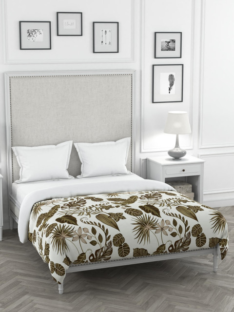 

Portico New York White & Olive Green Printed Double Bed Duvet Cover
