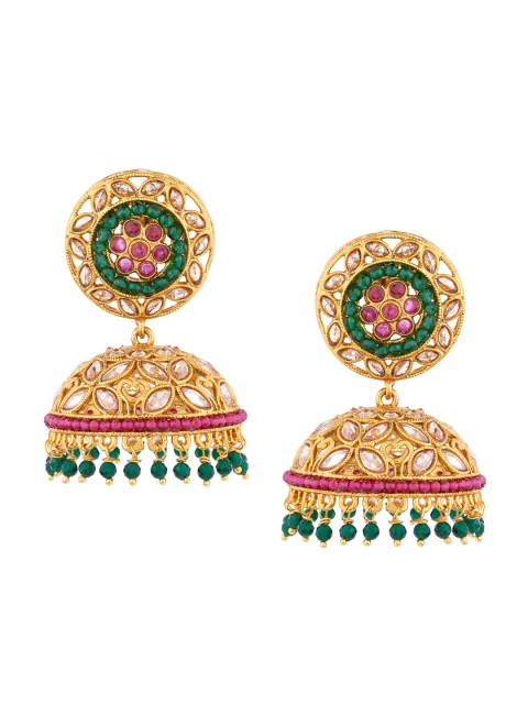 

Voylla Gold-Plated & Pink Contemporary Jhumkas