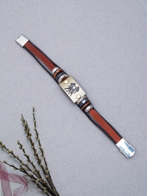 

Golden Peacock Women Brown & Black Leather Multistrand Bracelet