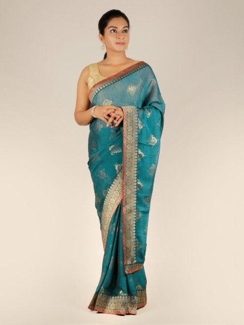 

Pothys Blue Printed Poly Georgette Saree