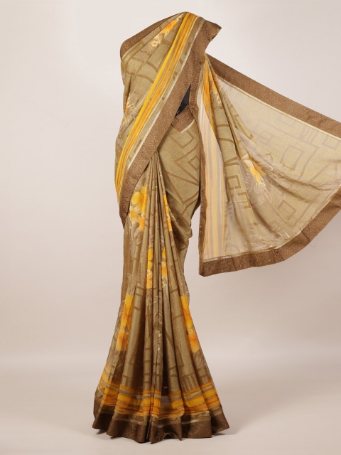 

Pothys Green Printed Poly Georgette Saree