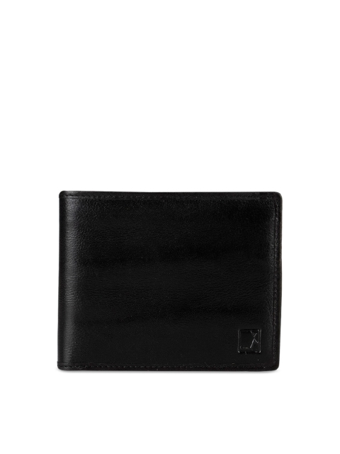 

Da Milano Men Black Solid Two Fold Leather Wallet