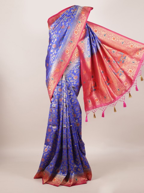 

Pothys Blue Woven Design Jute Silk Saree