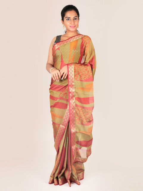 

Pothys Green Printed Poly Georgette Saree
