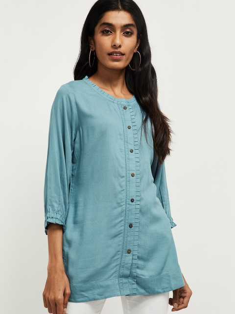 max Women Blue Solid Kurta