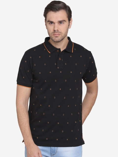 

Greenfibre Men Black Printed Polo Collar T-shirt