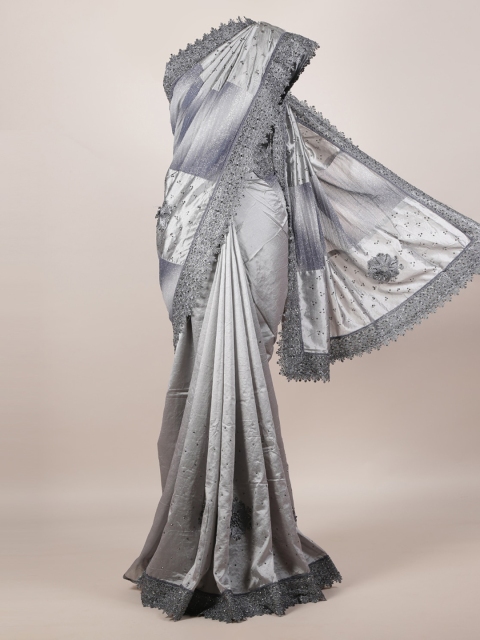 

Pothys Grey Embellished Jute Silk Saree