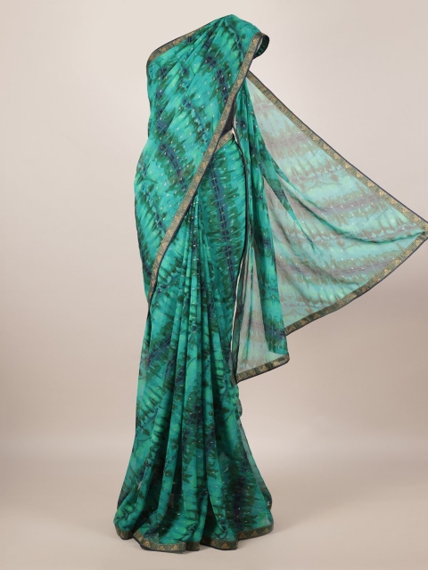 

Pothys Green Printed Poly Georgette Saree