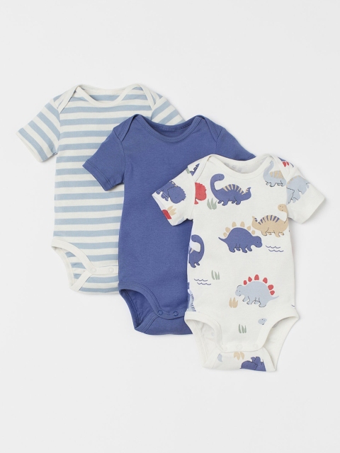 

H&M Boys 3-Pack Short-Sleeved Bodysuits, White