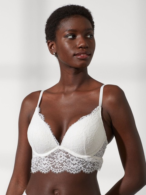 

H&M Women White Lace Super Push-Up Bralette 0944339003