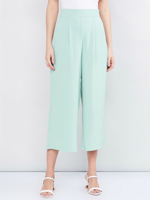 

max Women Green Solid Straight Palazzos