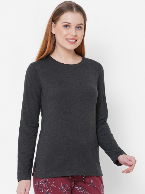 

Sweet Dreams Women Charcoal Melange Solid Lounge T-Shirt