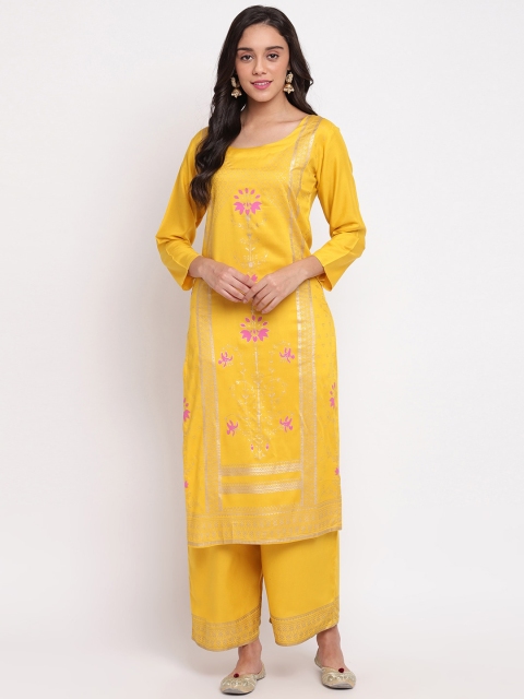 

Ashnaina Women Yellow Printed Kurta with Palazzos