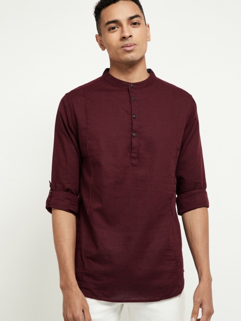 

max Men Maroon Regular Fit Solid Casual Shirt