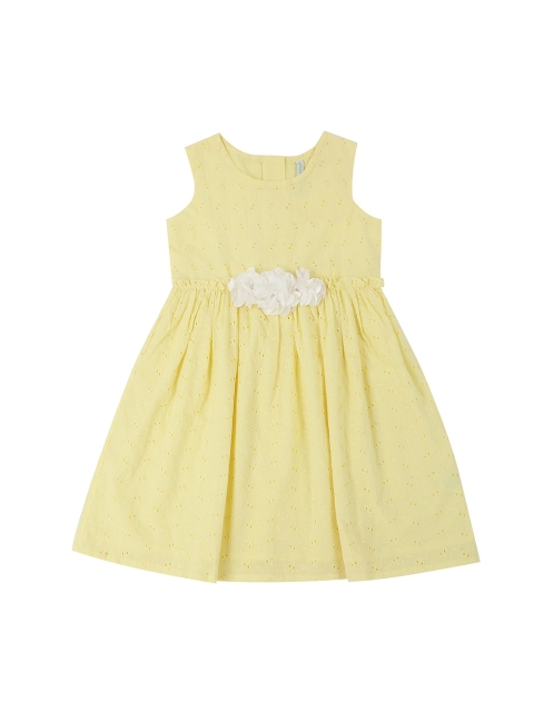 

Pantaloons Junior Girls Yellow Self Design Fit and Flare Dress