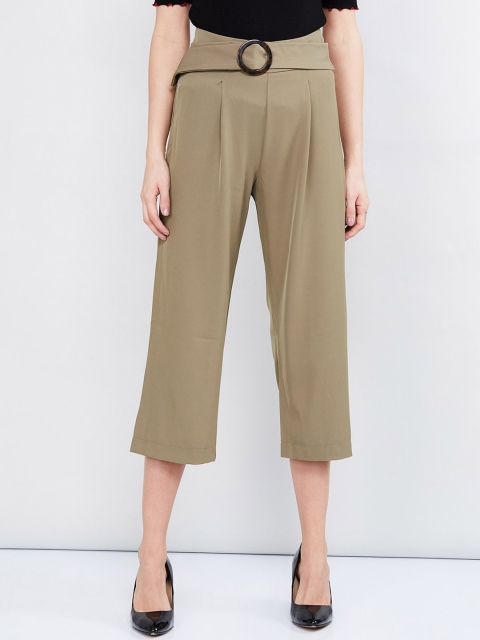 

max Women Green Solid Wide Leg Palazzos