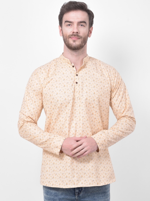 

SG LEMAN Men Beige Woven Design Straight Kurta